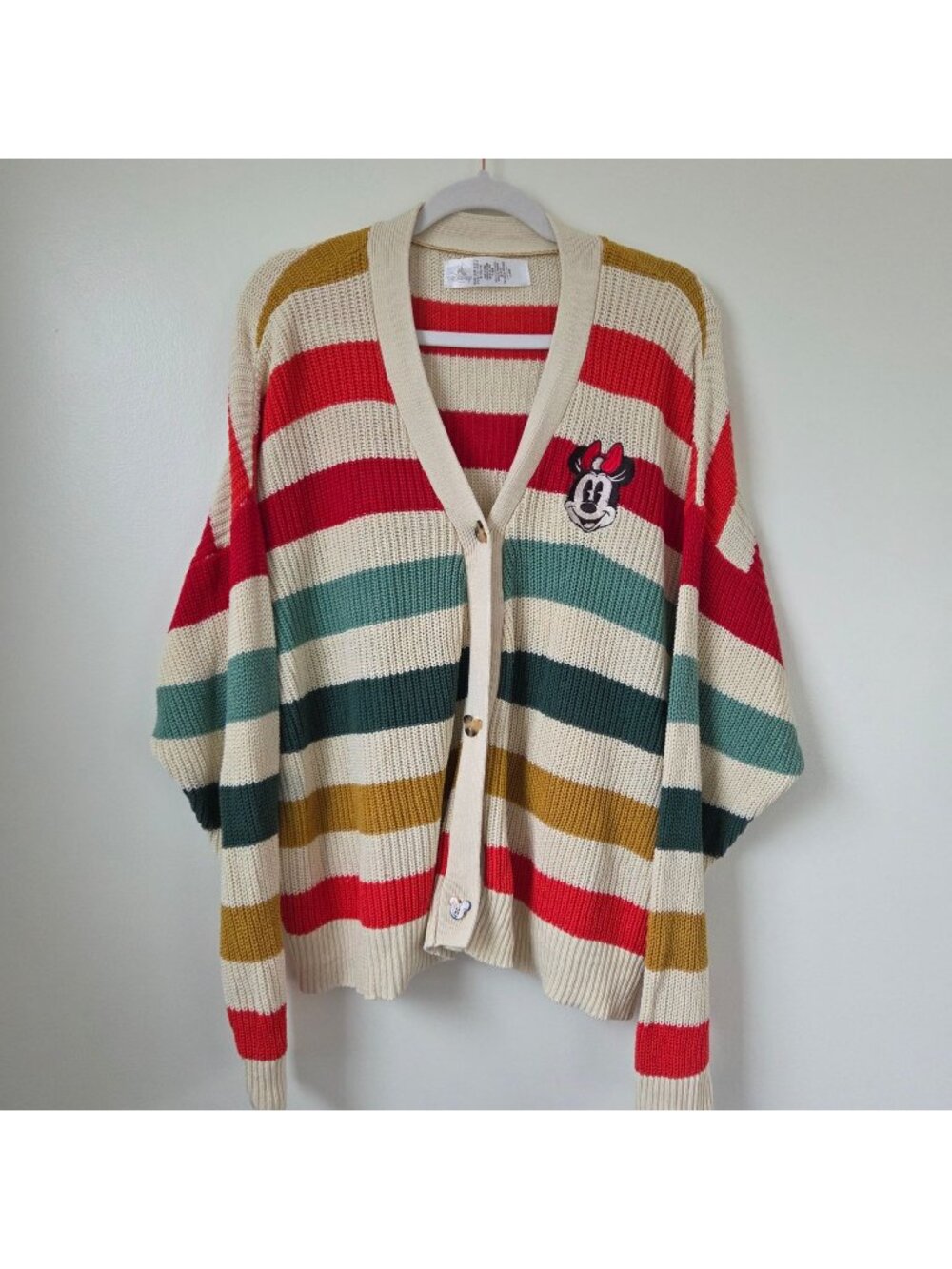 Disney Minnie Mouse Striped Knit Cotton Cardigan Size XL
